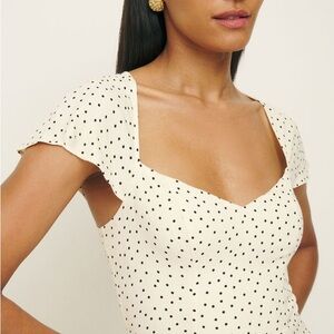 Reformation Novia Dress NWT Cream Polka Dot Sweetheart neck